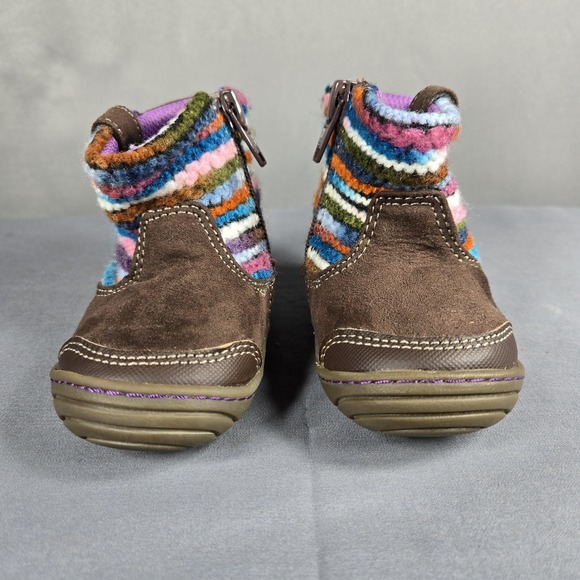 Stride Rite Surprize Adora Boots Toddler Girl 3 Brown Multi Tweed Knit Ankle Zip - Picture 5 of 10